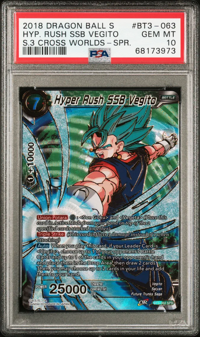 2018 #BT3-063 Hyper Rush SSB Vegito PSA 10 Dragon Ball Super Card Game Series 3 Cross Worlds
