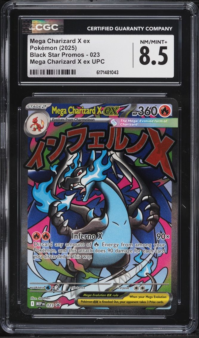 2025 Pokemon Mega Evolution Promo Ultra Premium Full Art Mega Charizard X Ex #23 CGC 8.5 NM-MT+