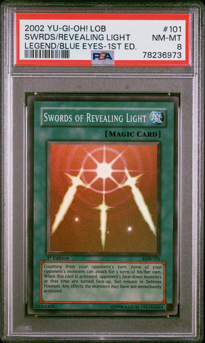 2002 #101 Swords of Revealing Light 1st Edition PSA 8 YU-GI-Oh! Lob-Legend of Blue Eyes White Dragon