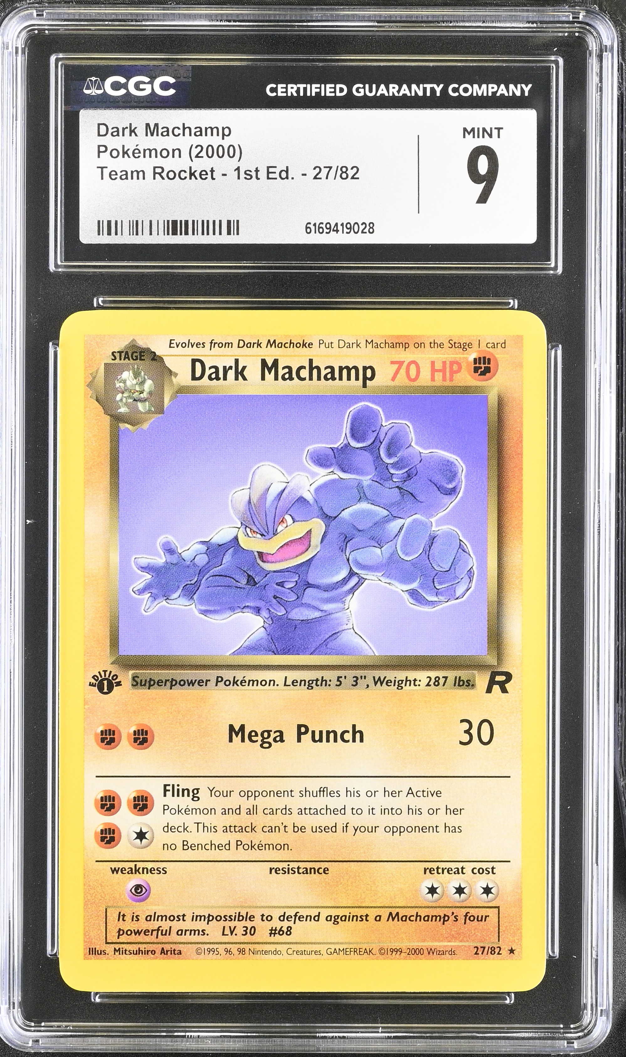 2000 #27 Dark Machamp CGC 9 Team Rocket - 1st Edition - English