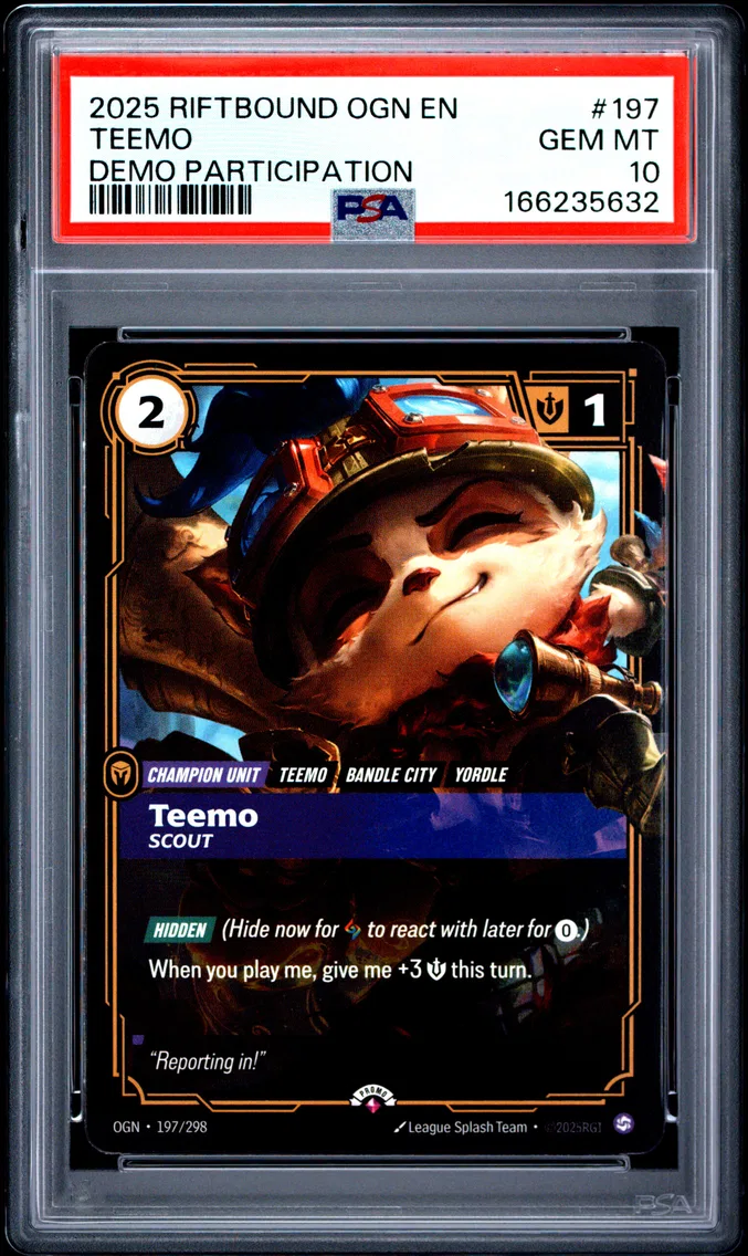 2025 #197 Teemo - Scout PSA 10 Riftbound: League of Legends Ogn-Origins