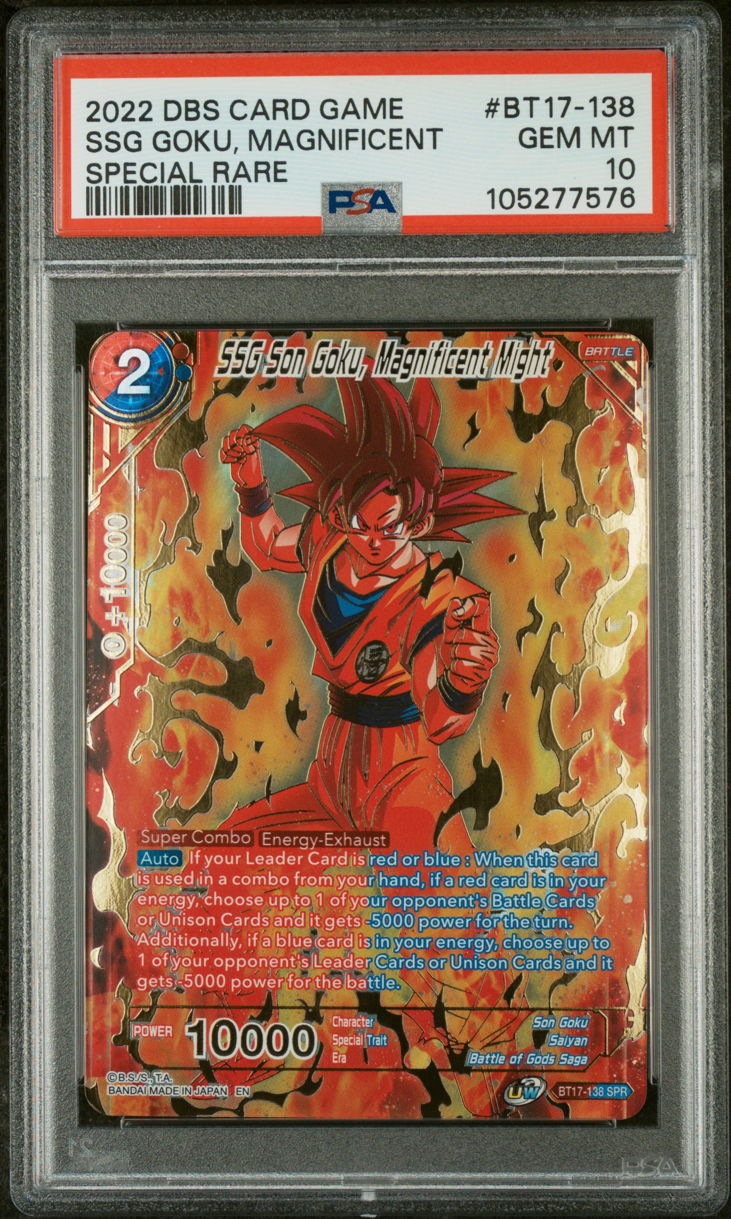 2022 #Bt17-138 Ssg Son Goku, Magnificent Might PSA 10 Dragon Ball Super Card Game Series 17 Ultimate Squad