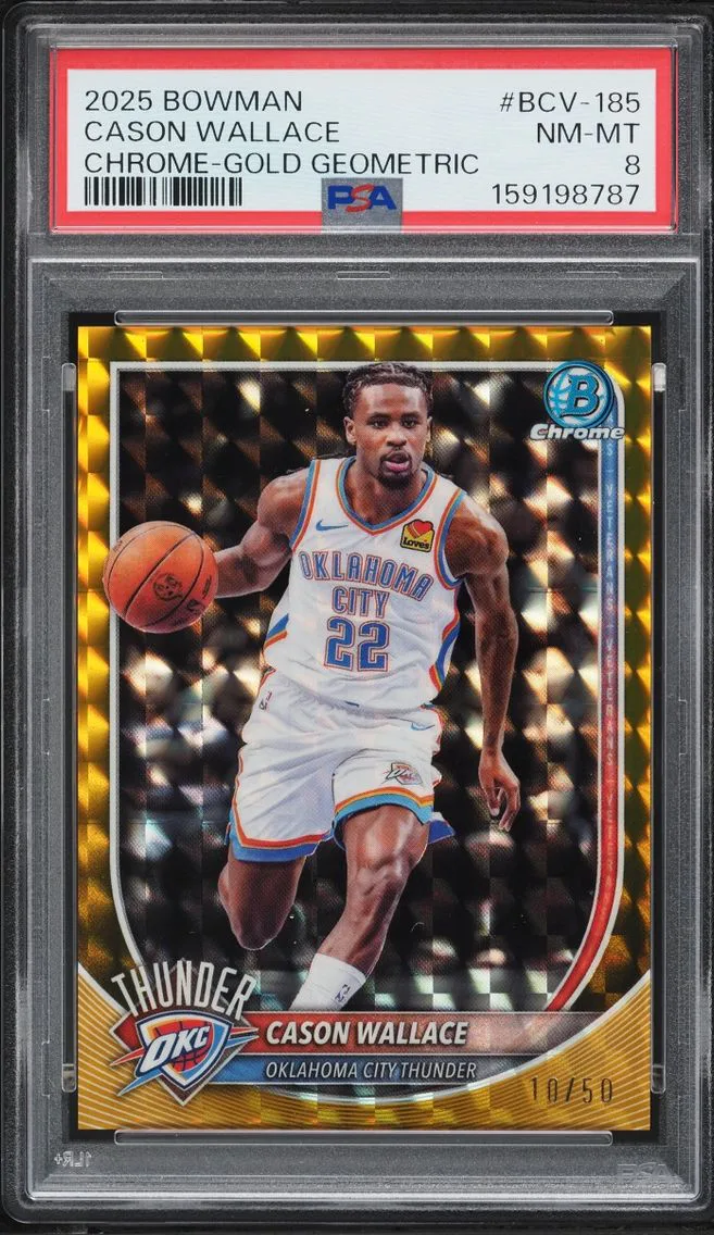 2025 Bowman Chrome Gold Geometric Cason Wallace /50 #BCV-185 PSA 8 NM-MT