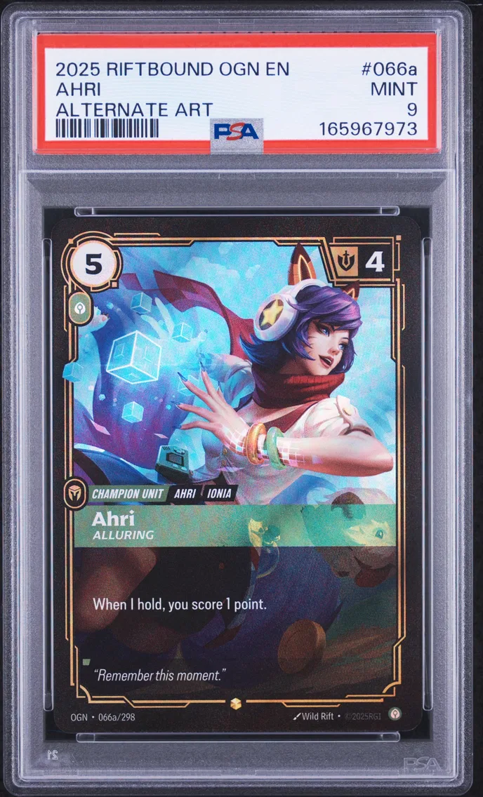 2025 #066a Ahri - Alluring PSA 9 Riftbound: League of Legends Ogn-Origins