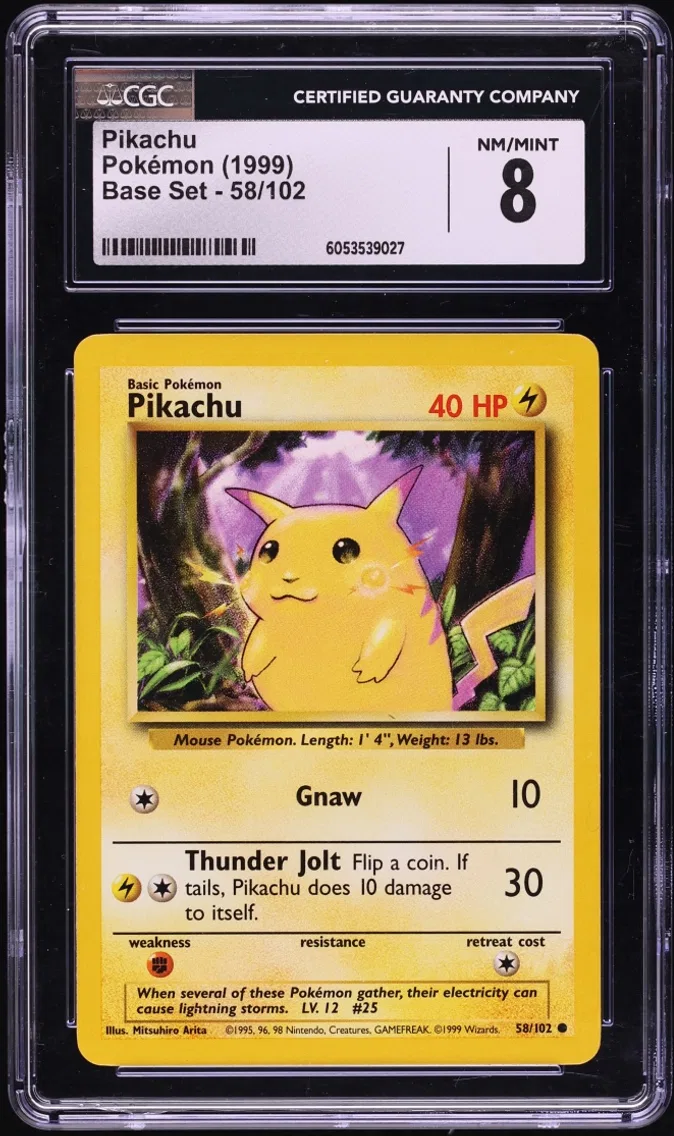 1999 #58 Base Set Pikachu NM-MT CGC 8 Pokemon