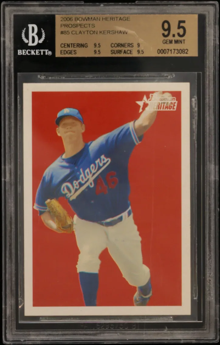 2006 #85 Clayton Kershaw BGS 9.5 Bowman Heritage Prospects