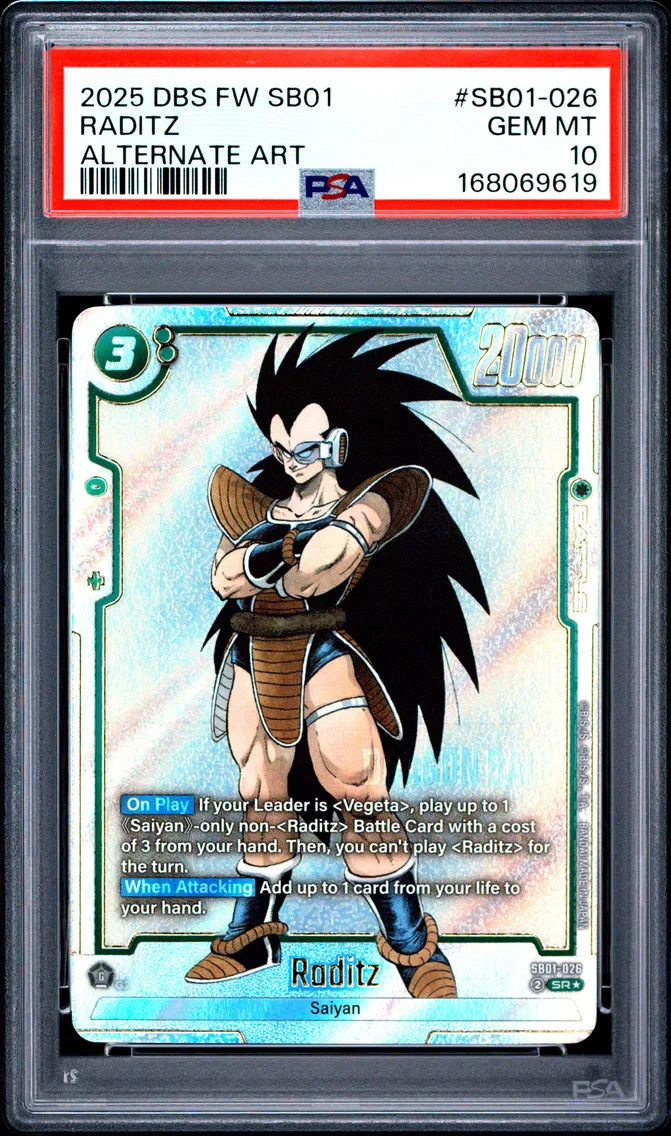 2025 #SB01-026 Raditz PSA 10 Dragon Ball Super Card Game Fusion World Manga Booster 01