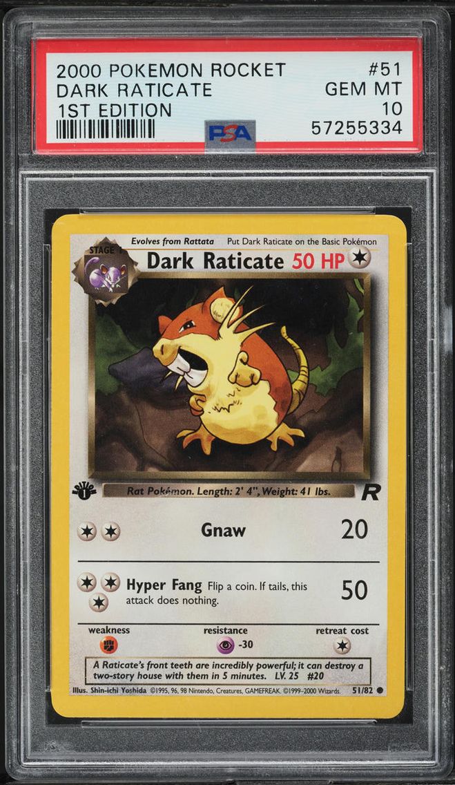 2000 Pokemon Team Rocket 1st Edition Dark Raticate #51 PSA 10 GEM MINT