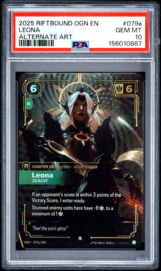 2025 #079a Leona - Zealot PSA 10 Riftbound: League of Legends Ogn-Origins