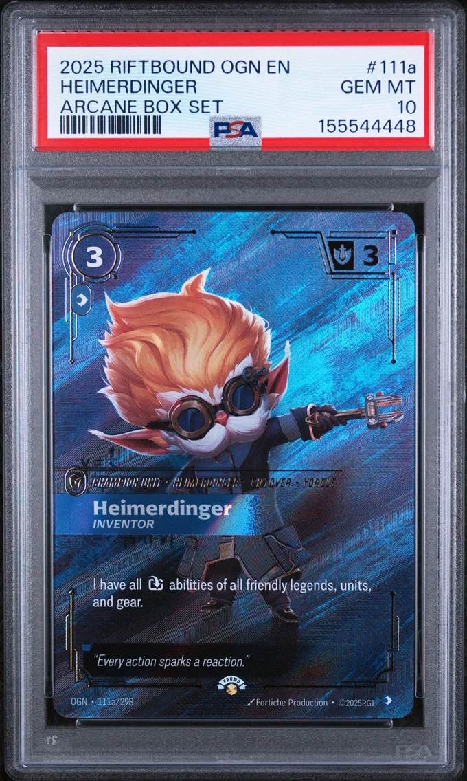 2025 #111a Heimerdinger - Inventor PSA 10 Riftbound: League of Legends Ogn-Origins