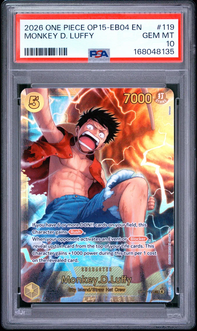 2026 #119 Monkey D. Luffy PSA 10 One Piece OP15-EB04-Adventure on Kami's Island