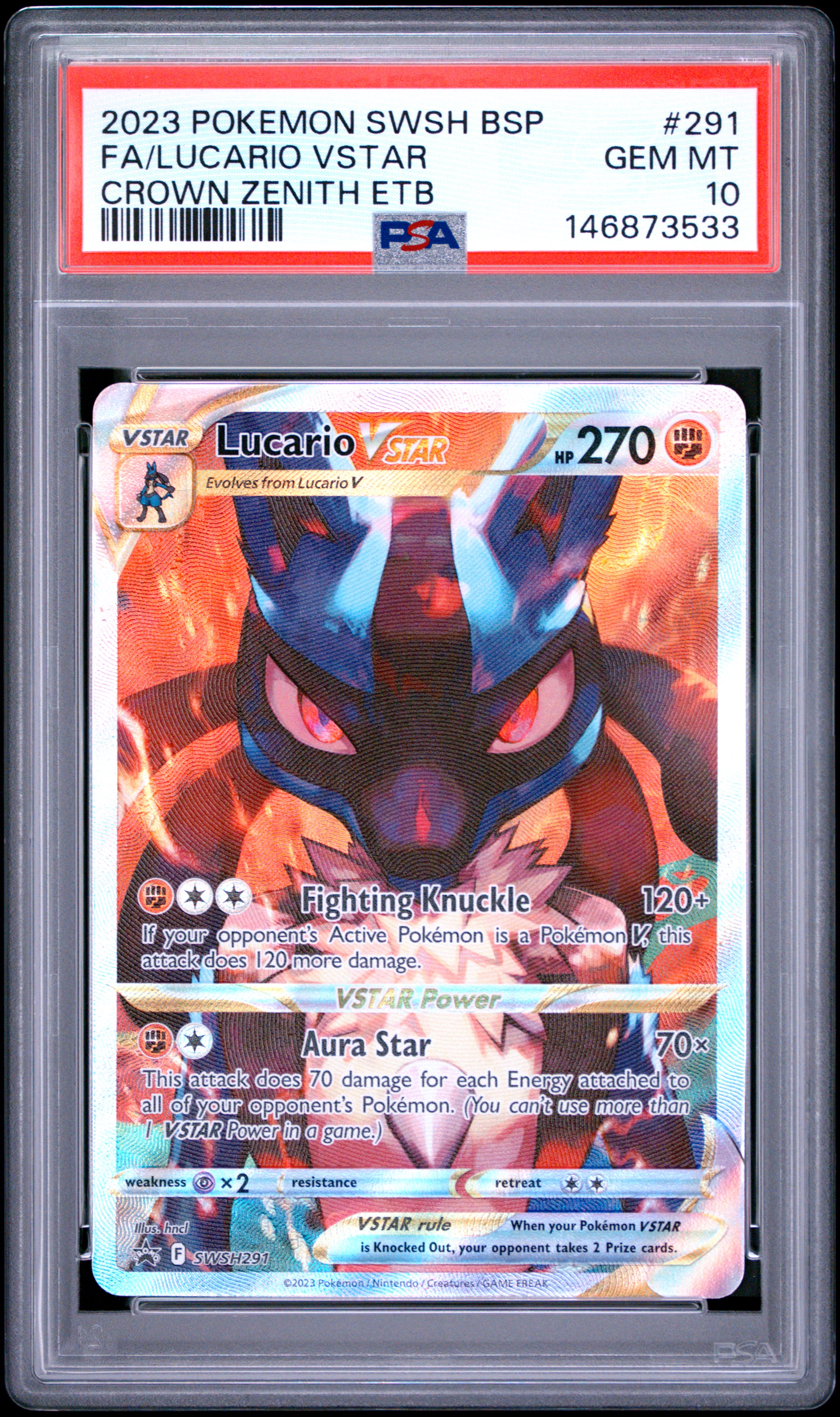 2023 #291 Full Art/Lucario Vstar PSA 10 Swsh Black Star Promo