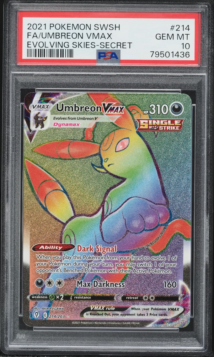 2021 #214 Full Art/Umbreon Vmax PSA 10 Sword & Shield Evolving Skies Pokemon