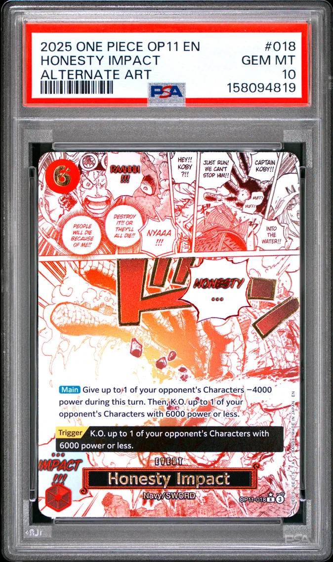 2025 #018 Honesty Impact PSA 10 One Piece OP11-A Fist of Divine Speed