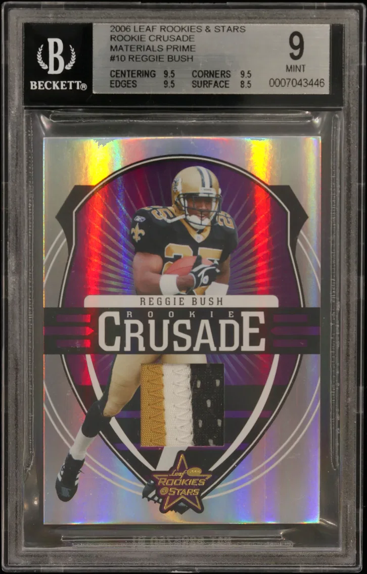2006 #10 Reggie Bush BGS 9 Leaf Rookies and Stars Rookie Crusade Materials Prime