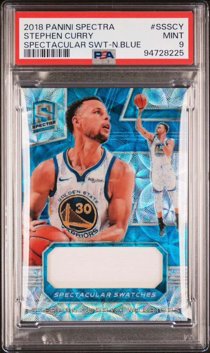 2018 #SSSCY Stephen Curry PSA 9 Panini Spectra Spectacular Swatches