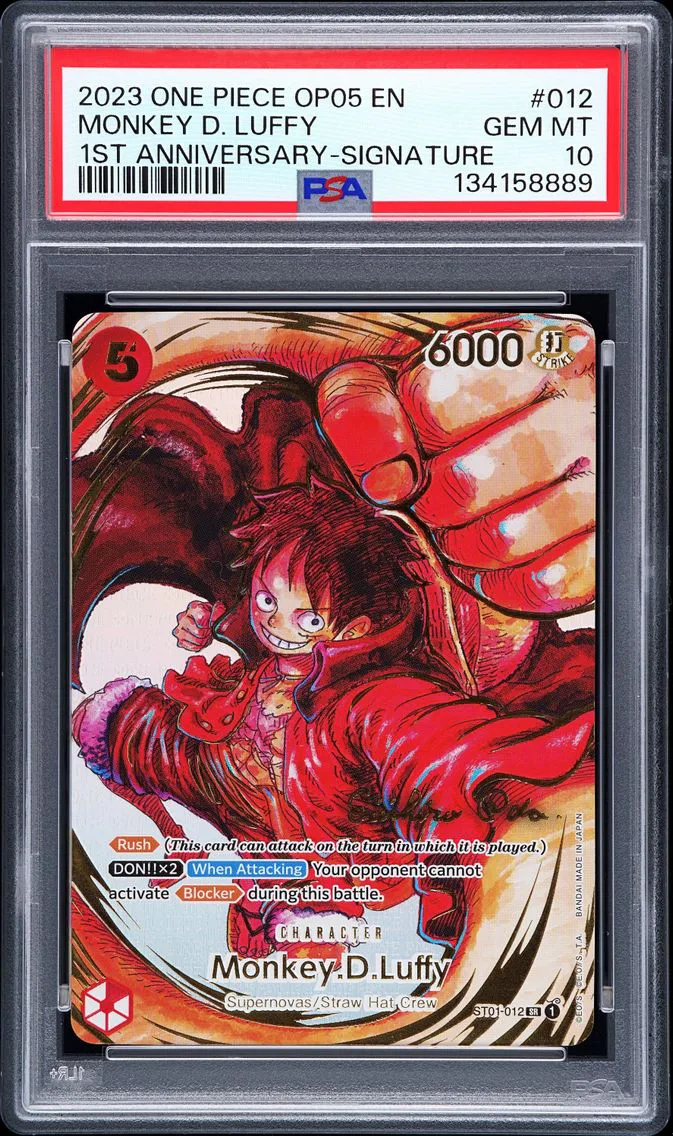 2023 #012 Monkey D. Luffy 1st Anniversary-Signature PSA 10 OP05-Awakening of the New Era One Piece