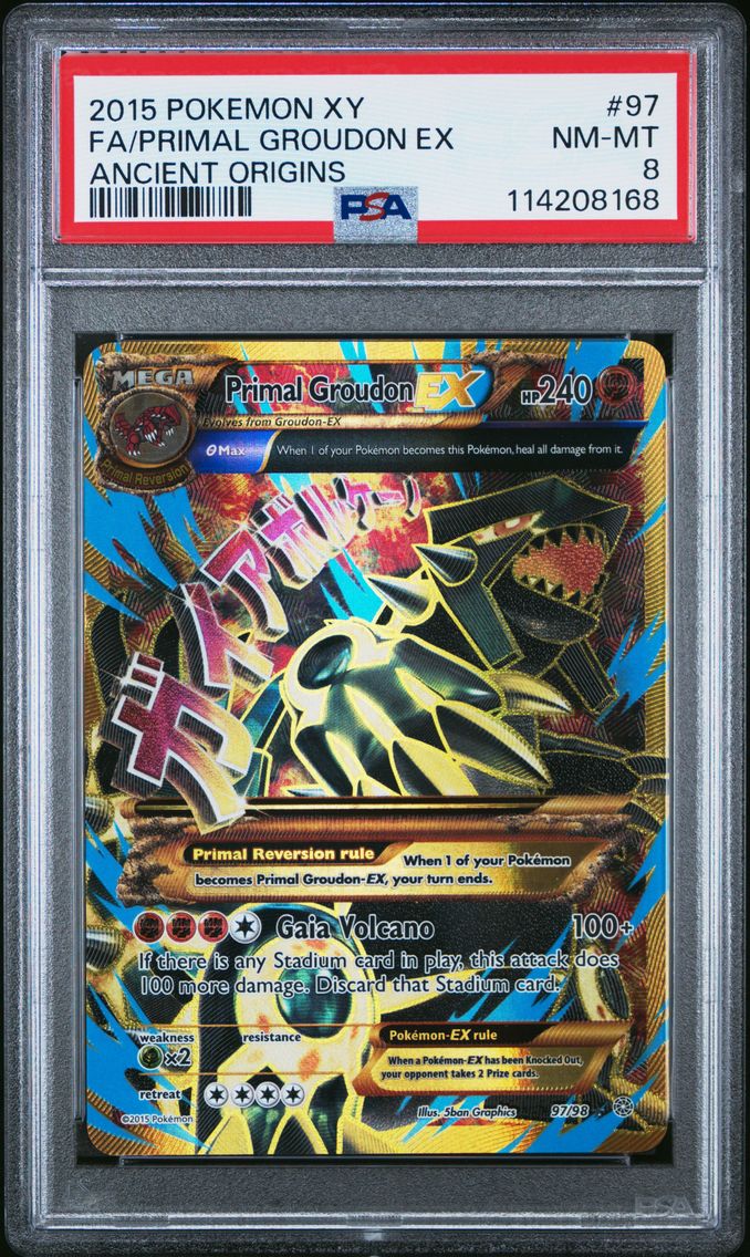 2015 #97 Full Art/Primal Groudon EX PSA 8 XY Ancient Origins Pokemon