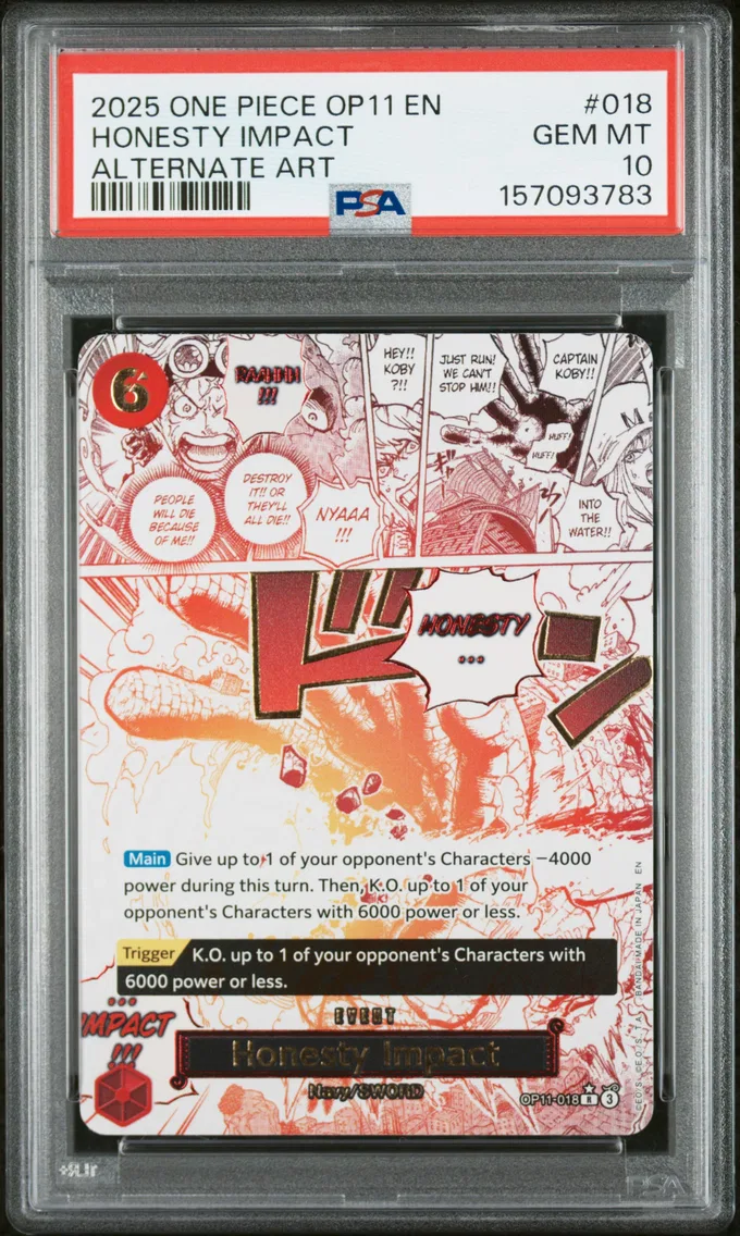 2025 #018 HONESTY IMPACT PSA 10 One Piece OP11-A Fist of Divine Speed