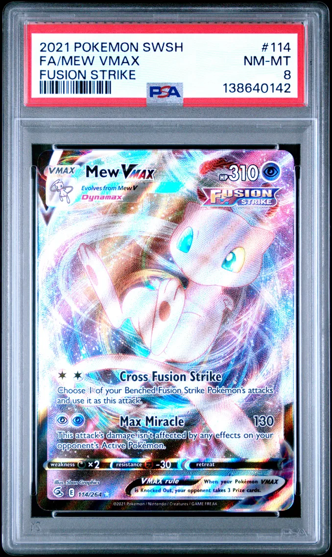 2021 Pokemon Sword & Shield Fusion Strike Full Art/Mew Vmax Sword & Shield Fusion Strike #114 PSA 8