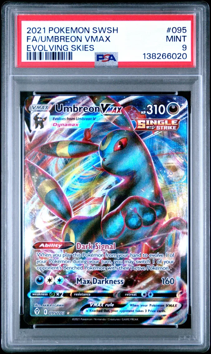 2021 Pokemon Sword & Shield Evolving Skies Full Art/Umbreon Vmax Sword & Shield Evolving Skies #095 PSA 9