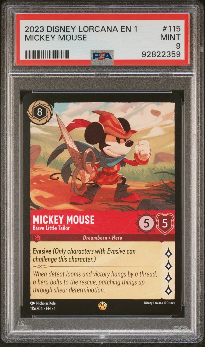 2023 #115 Mickey Mouse - Brave Little Tailor PSA 9 Disney Lorcana EN 1-the First Chapter