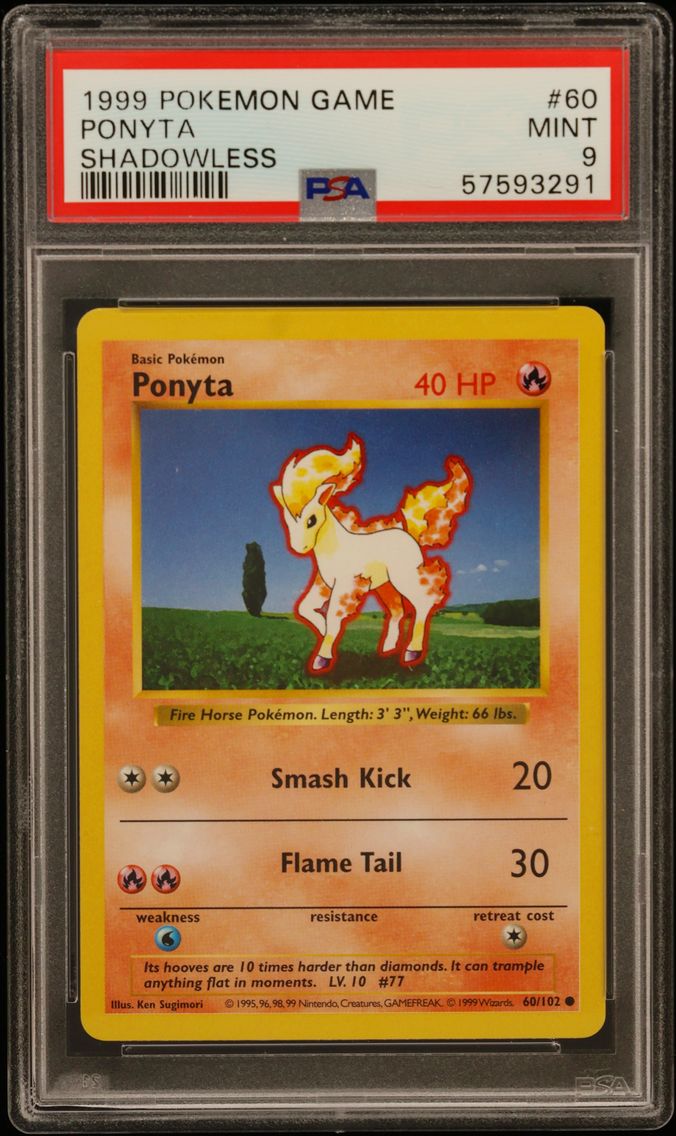 1999 #60 Ponyta Shadowless PSA 9 Game