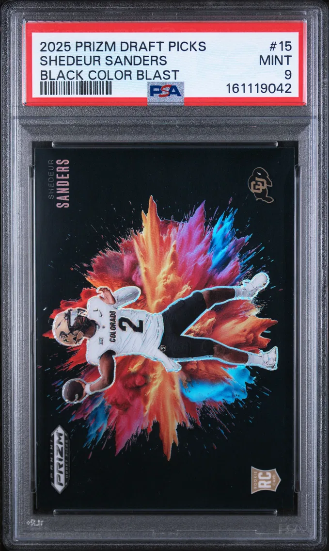 2025 #15 Shedeur Sanders PSA 9 Panini Prizm Draft Picks Black Color Blast