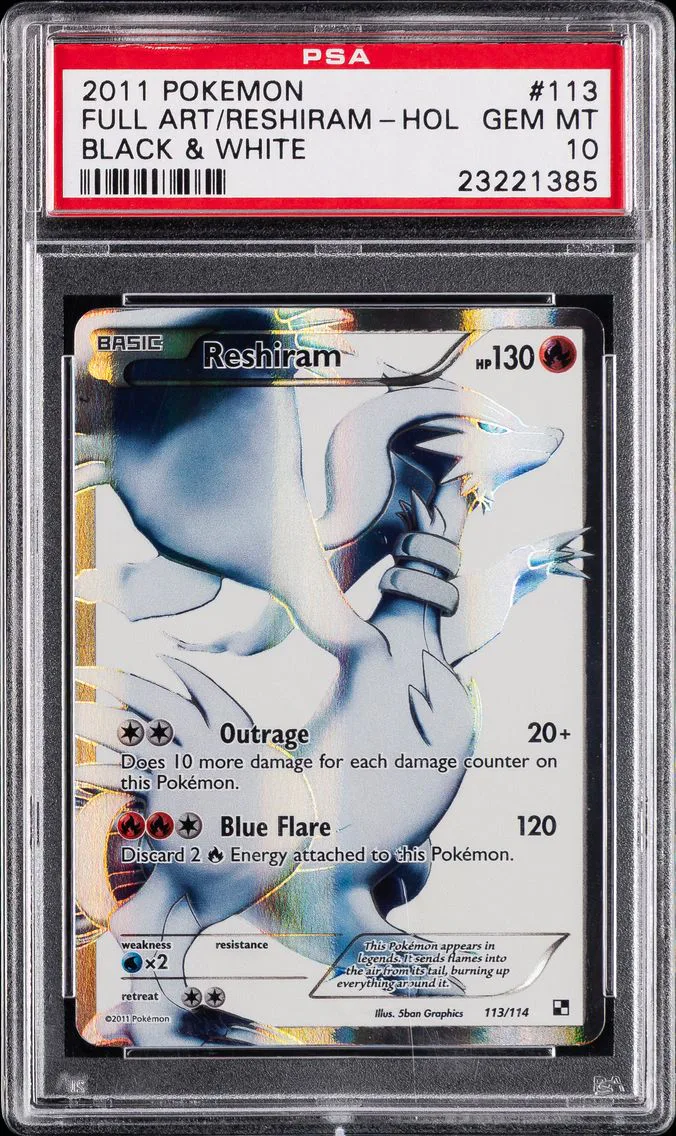 2011 #113 Full Art/Reshiram PSA 10 Black & White Pokemon