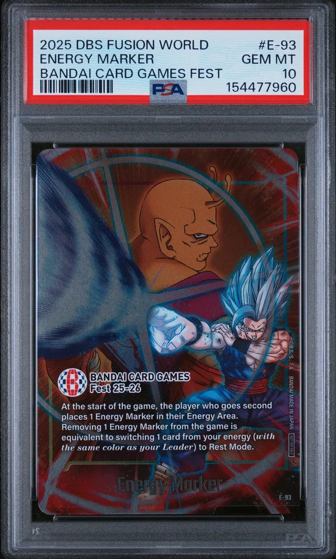 2025 #E-93 Energy Marker PSA 10 Dragon Ball Super Card Game Fusion World Bandai Card Game Fest
