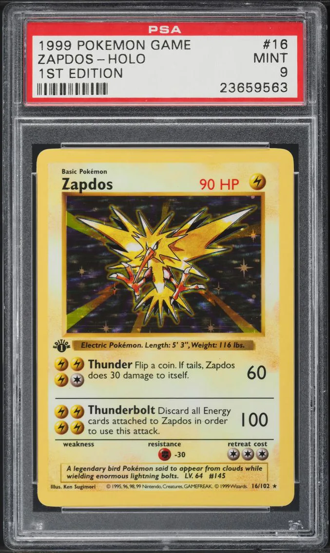 1999 #16 Zapdos-Holo 1st Edition PSA 9 Game Pokemon