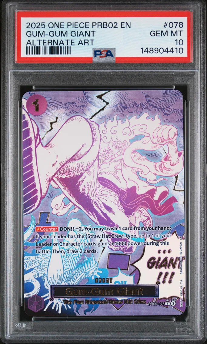 2025 #078 Gum-Gum Giant PSA 10 One Piece PRB02-Premium Booster -One Piece Card the Best- Vol.2