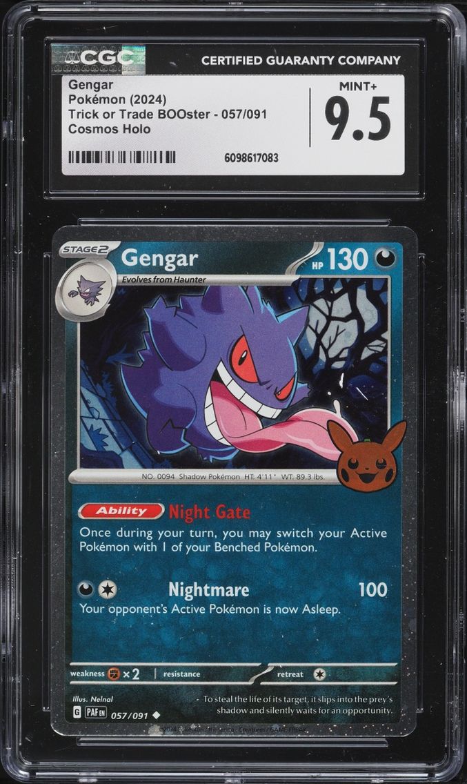 2024 Pokemon Scarlet & Violet Paldean Fates Trick Or Trade Holo Gengar #57 CGC 9.5 MINT+