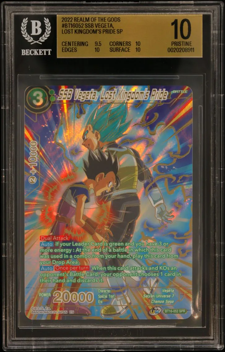 2022 #BT16052 SSB Vegeta, Lost Kingdom's Pride SPR BGS 10 Dragon Ball Super Card Game Realm of the Gods