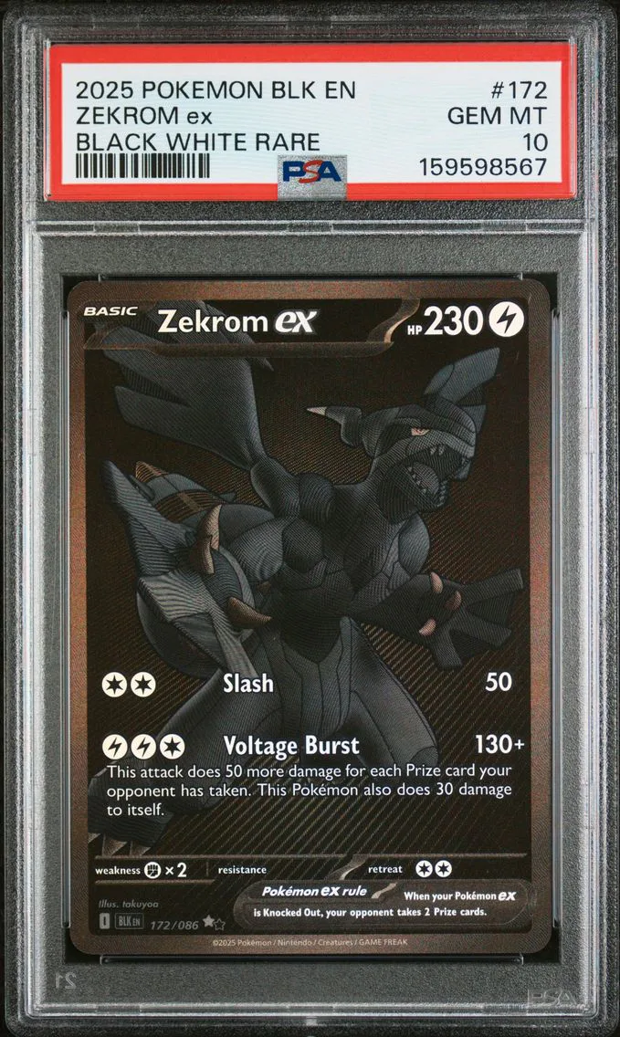 2025 #172 Zekrom EX PSA 10 Blk EN-Black Bolt