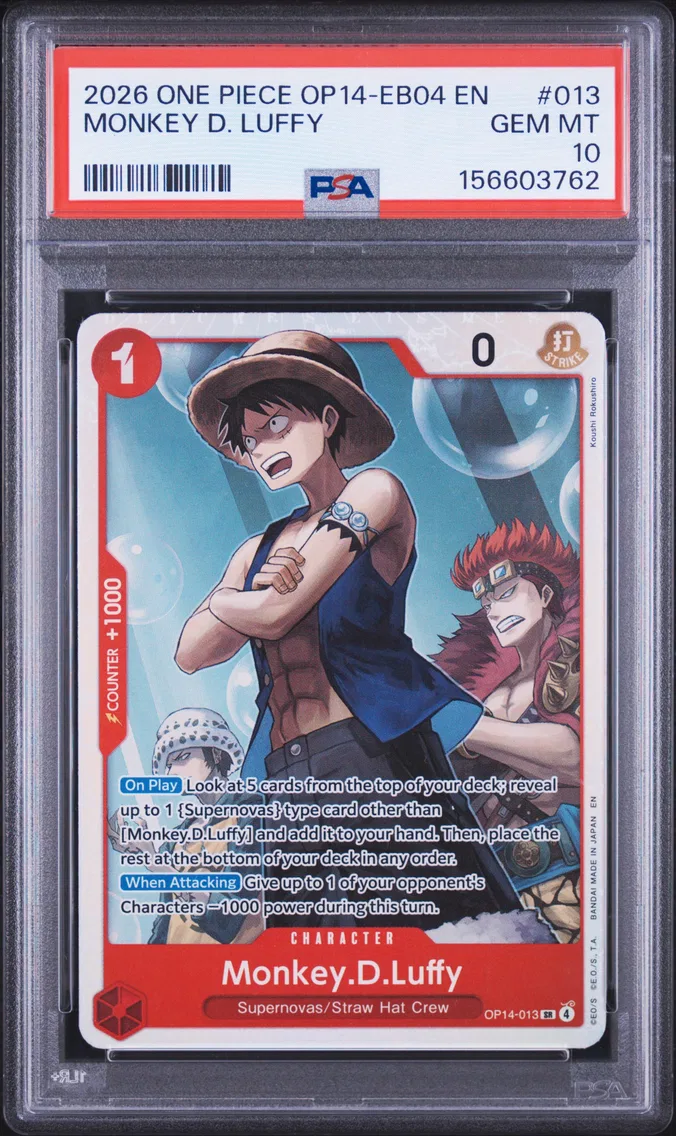 2026 #013 Monkey D. Luffy PSA 10 One Piece OP14-EB04-the Azure Sea's Seven