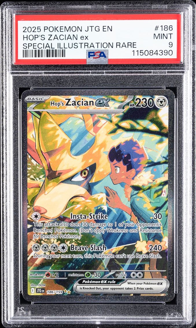 2025 #186 Hop's Zacian EX PSA 9 Jtg EN-Journey Together Pokemon