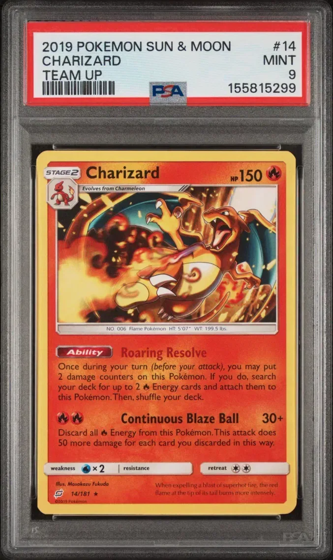 2019 Pokemon Sun & Moon Team Up Charizard Sun & Moon Team Up #14 PSA 9