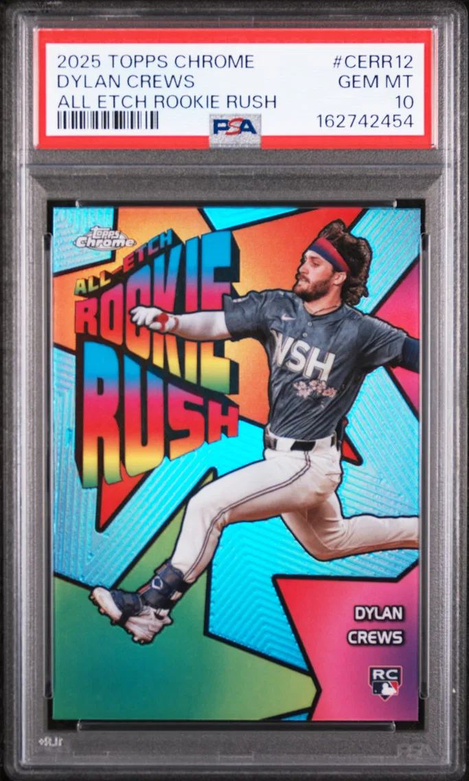 2025 #CERR12 Dylan Crews PSA 10 Topps Chrome All Etch Rookie Rush