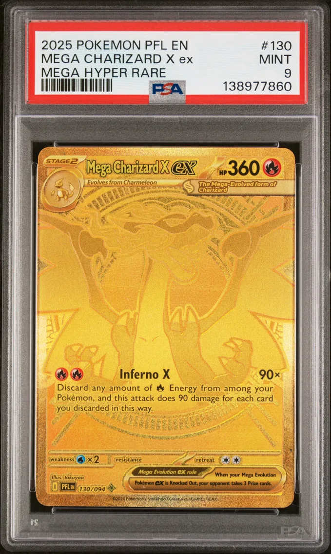 2025 #130 Mega Charizard X EX PSA 9 Pfl EN-Phantasmal Flames