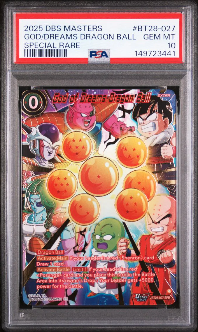 2025 #BT28-027 God of Dreams Dragon Ball PSA 10 Dragon Ball Super Card Game Masters Series 28 Prismatic Clash
