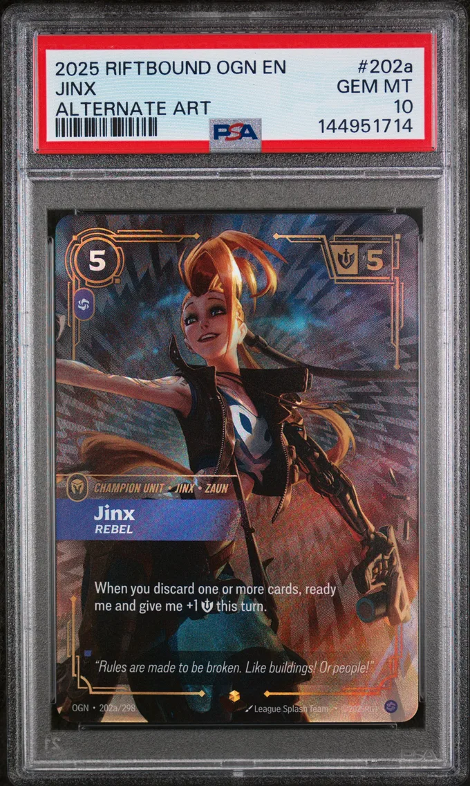2025 #202a Jinx - Rebel PSA 10 Riftbound: League of Legends Ogn-Origins