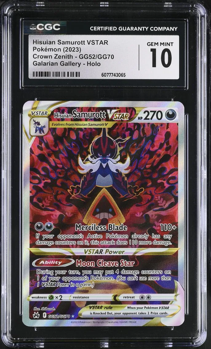 2023 #GG52/GG70 Hisuian Samurott VSTAR CGC 10 Crown Zenith - English