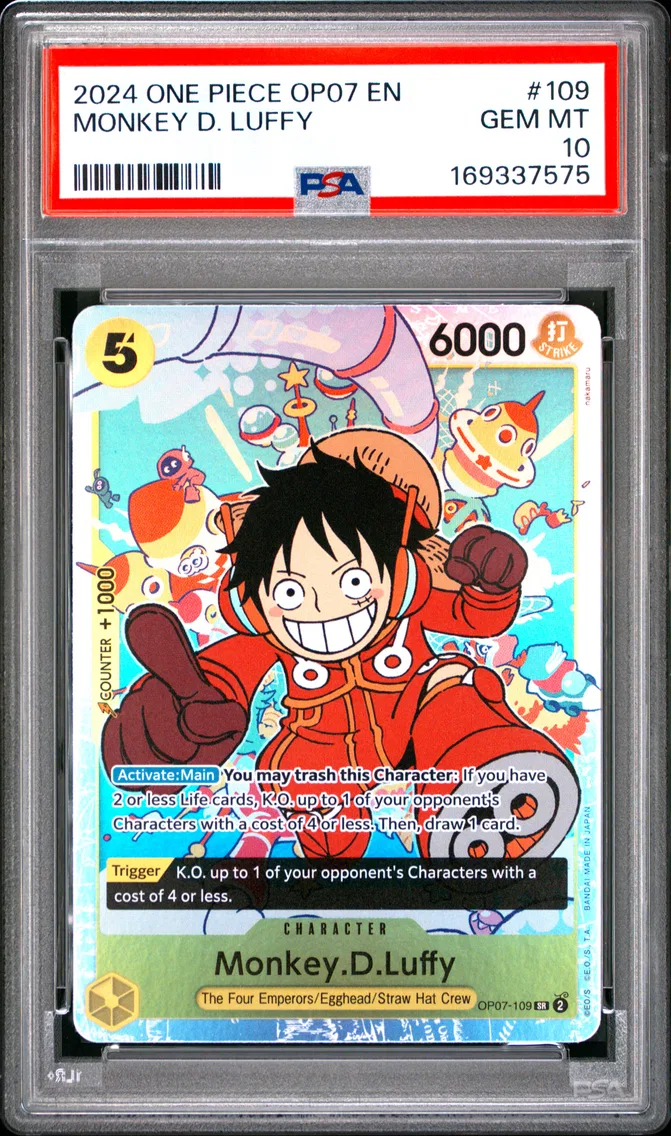 2024 #109 Monkey D. Luffy PSA 10 One Piece OP07-500 Years in the Future