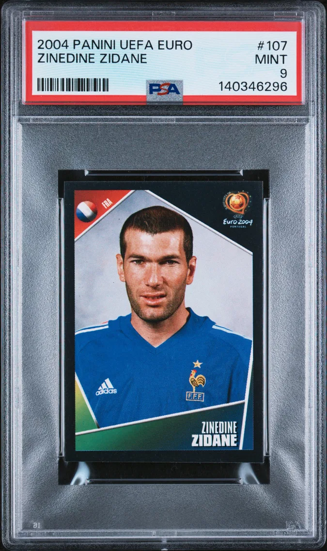 2004 #107 Zinedine Zidane PSA 9 Panini UEFA Euro