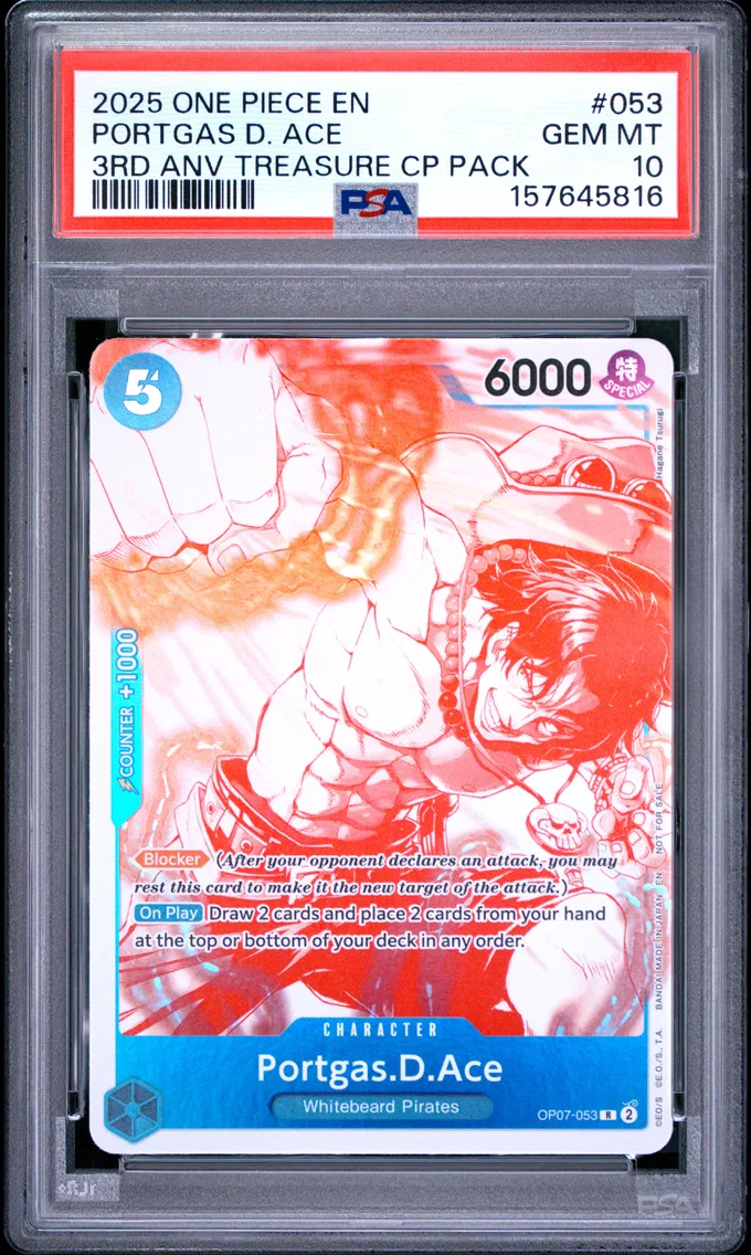 2025 #053 Portgas D. Ace PSA 10 One Piece 3rd Anniversary! One Piece Card Treasure Campaign Pack