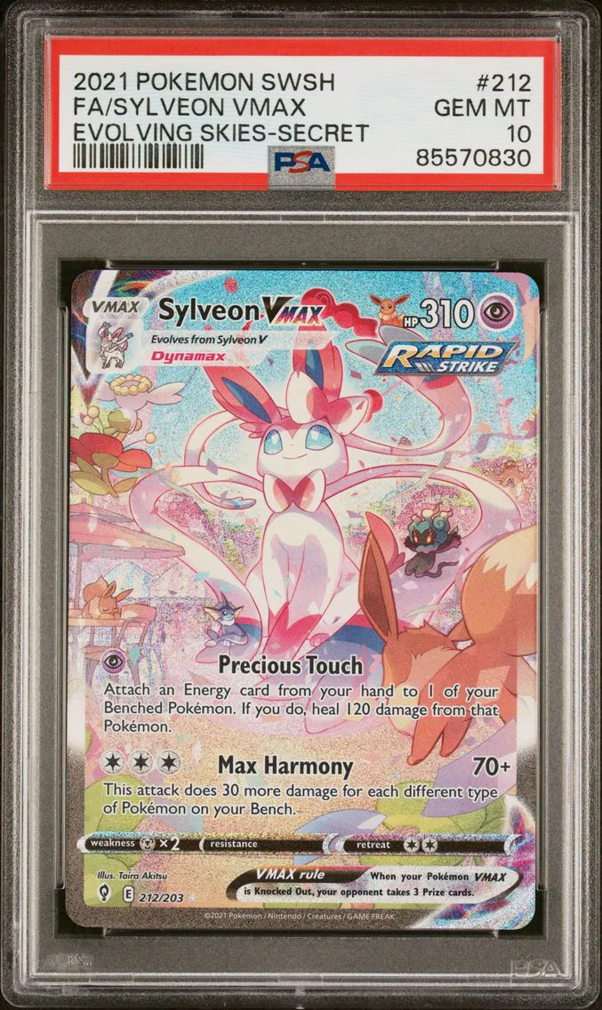 2021 #212 Full Art/Sylveon Vmax PSA 10 Sword & Shield Evolving Skies