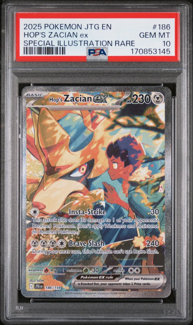 2025 #186 Hop's Zacian EX PSA 10 Jtg EN-Journey Together