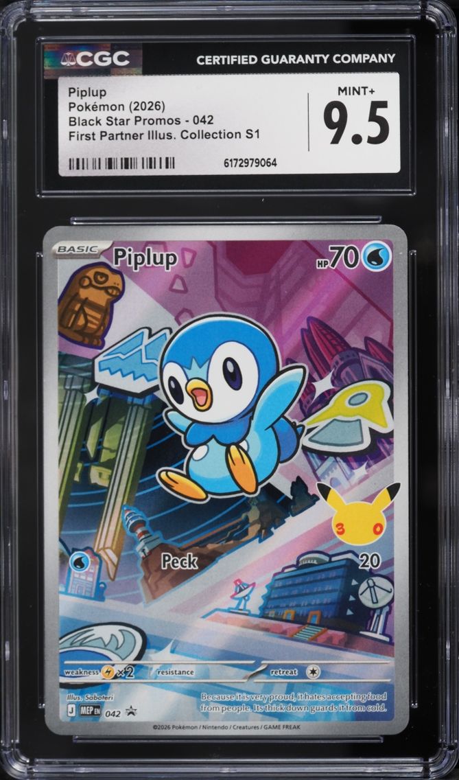 2026 Pokemon Mega Evolution Promo First Partner Illustration Full Art Piplup #42 CGC 9.5 MINT+
