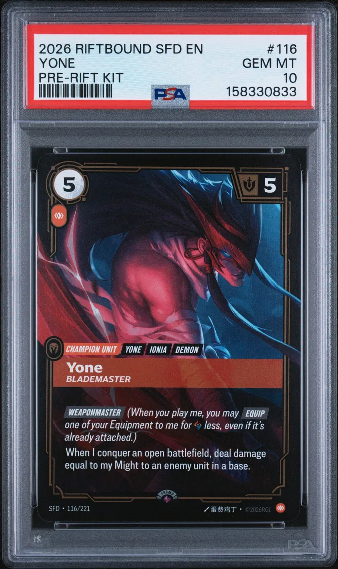 2026 #116 Yone - Blademaster PSA 10 Riftbound: League of Legends Sfd-Spiritforged